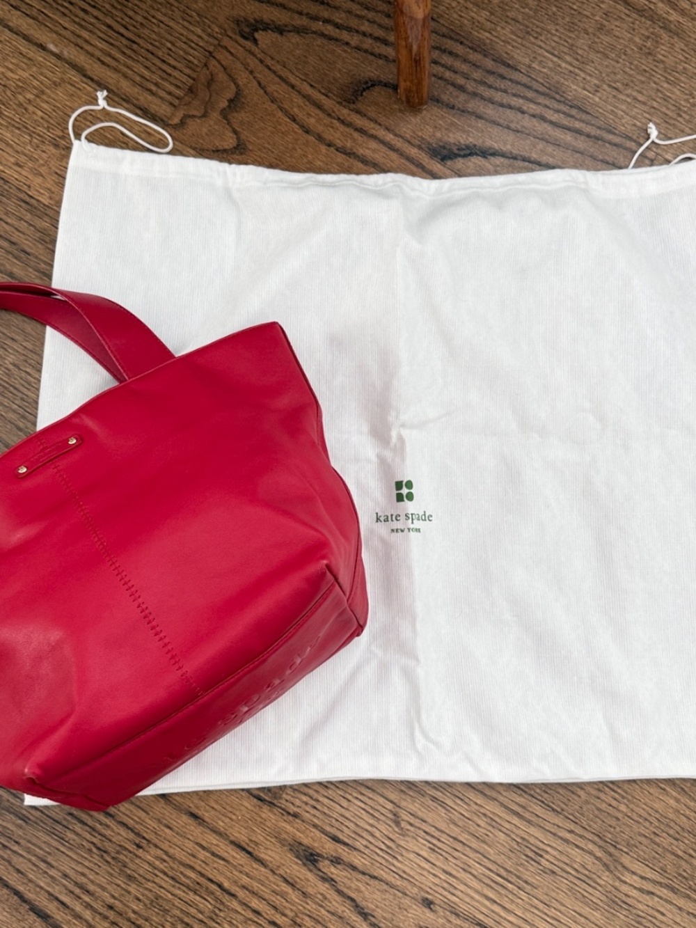 kate spade Red Leather Tote Bag NWOT $350 with dust bag - Picture 8 of 9